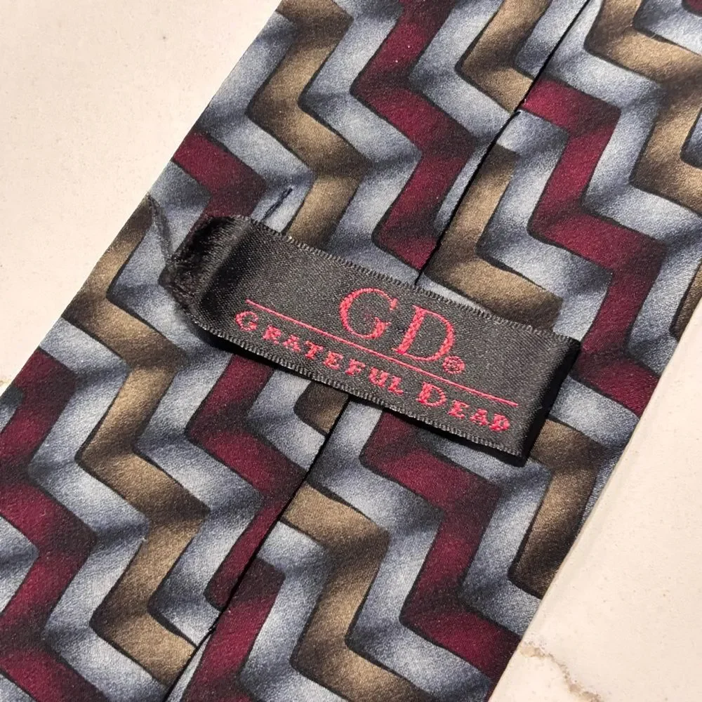 Vintage 1996 Grateful Dead Twelfth Set Blue Metallic Chevron Silk Tie Collectors